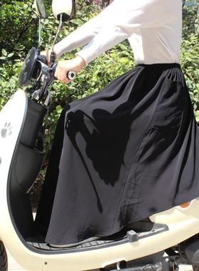 骑电动摩托车挡风被挡腿两穿防走光半身裙大码一片式防晒裙子夏季