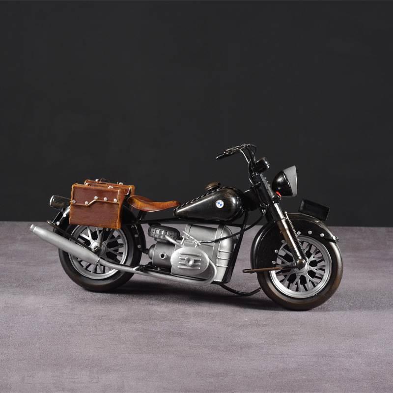 复古哈雷摩托车模型摆件偏三轮铁艺工业风礼物收藏品客厅橱窗摆件