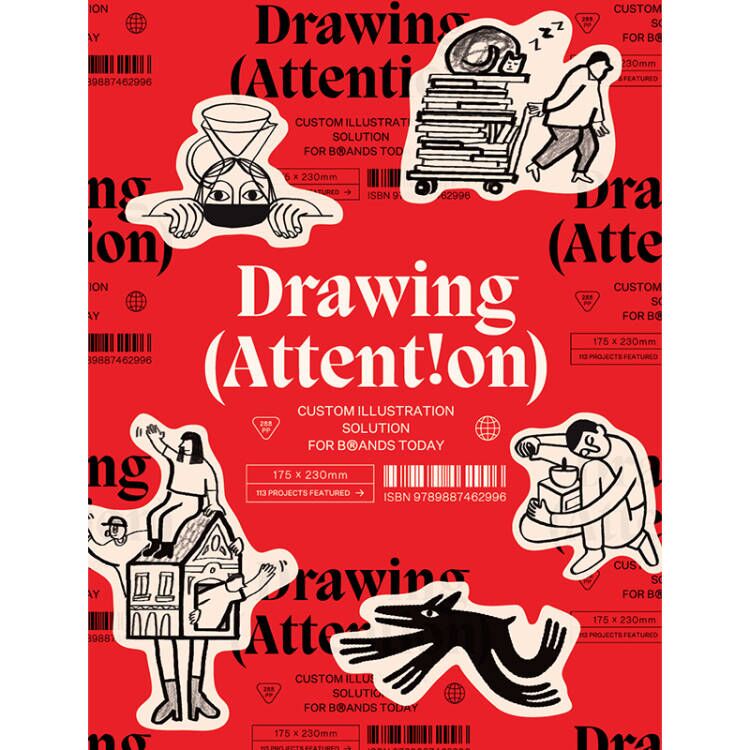 【现货秒发】英文原版 Drawing Attention 引起注意 Victionary出版 吸引眼球 标志VI设计 商业插画设计作品集字体平面设计书籍