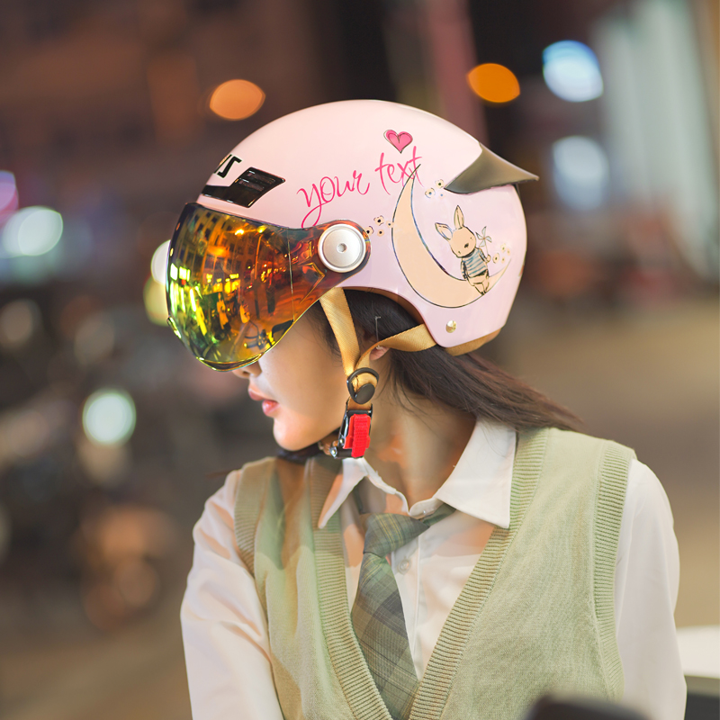 艾狮电动摩托车头盔夏季男女性四季通用半盔安全帽电瓶车3C认证