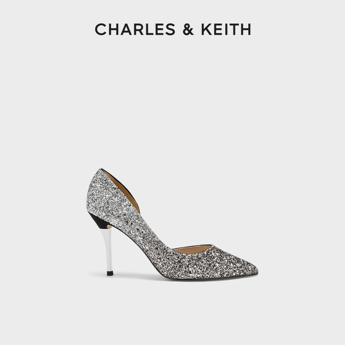 CHARLES&KEITH女鞋CK1-60580071女士宴会闪耀尖头水晶高跟鞋婚鞋
