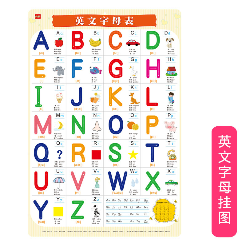26个英文字母挂图无声英语音标墙贴认数字1到100挂画汉语拼音字母