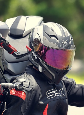 3C认证国标摩托车揭面盔男夏季双镜全盔蓝牙电动车骑行机车头盔女