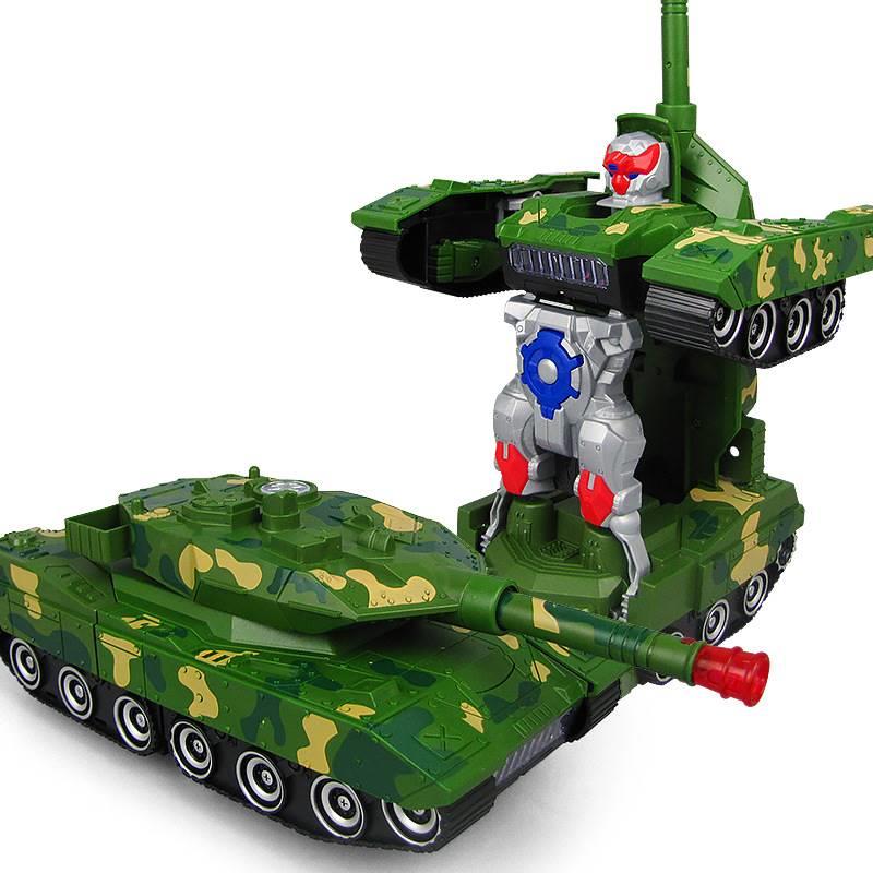 抖音电动变形坦克车金刚机器人小汽车万向男孩警车儿童工程玩具车