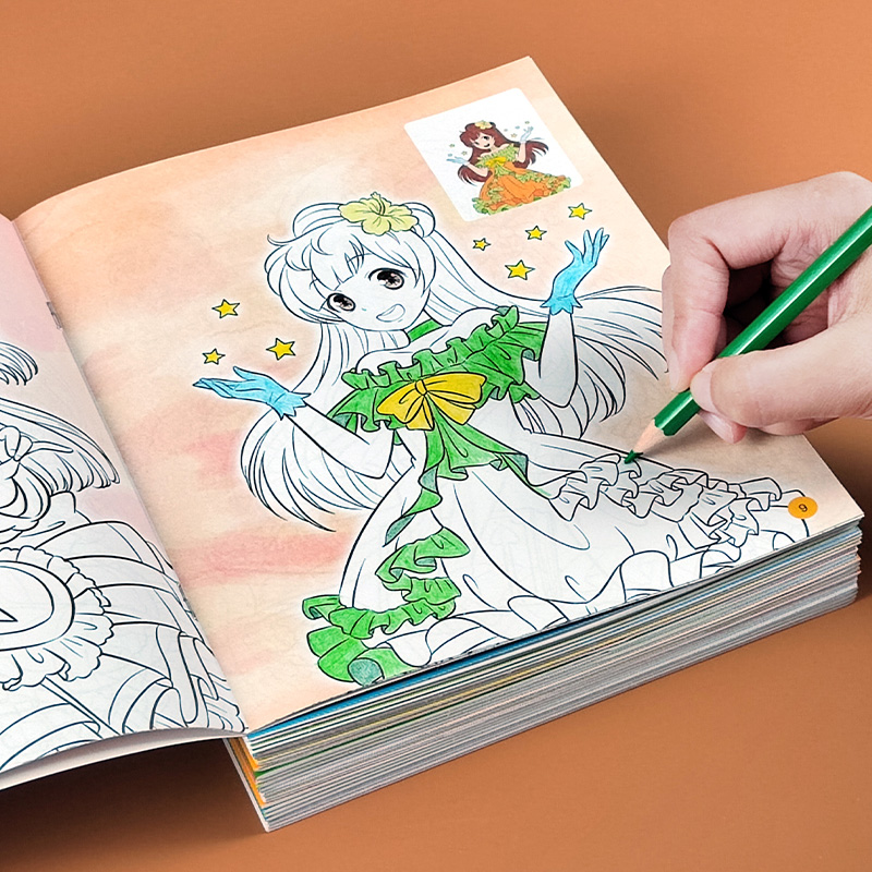 公主涂色书儿童画画本幼儿园图画绘画册女孩工具涂鸦填色绘本套装