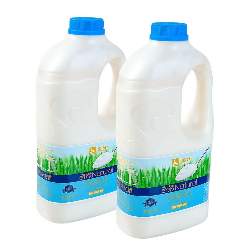 蒙牛自然大桶酸奶1.1kg*2/1桶家庭装原味风味酸牛奶牛奶低温冷藏