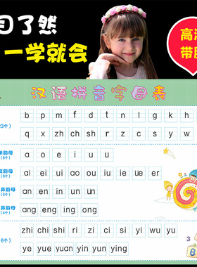 汉语拼音字母表墙贴儿童早教一年级26个声母韵母整体认读音节挂图