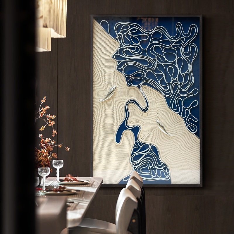 线条与几何艺术搭配的抽象美感，客餐厅酒店包厢背景墙装饰画玄关