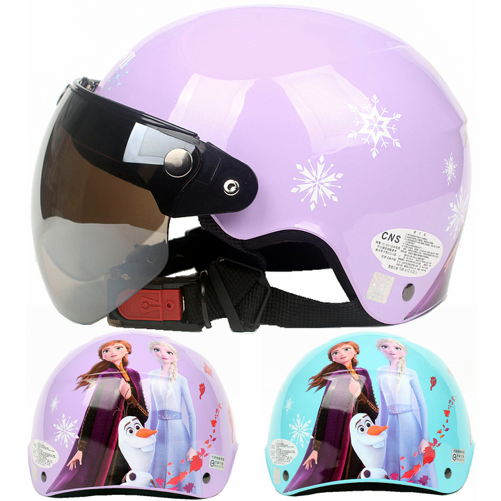 台湾EVO冰雪公主2紫色哈雷电动摩托车儿童头盔安全帽男女小孩夏季