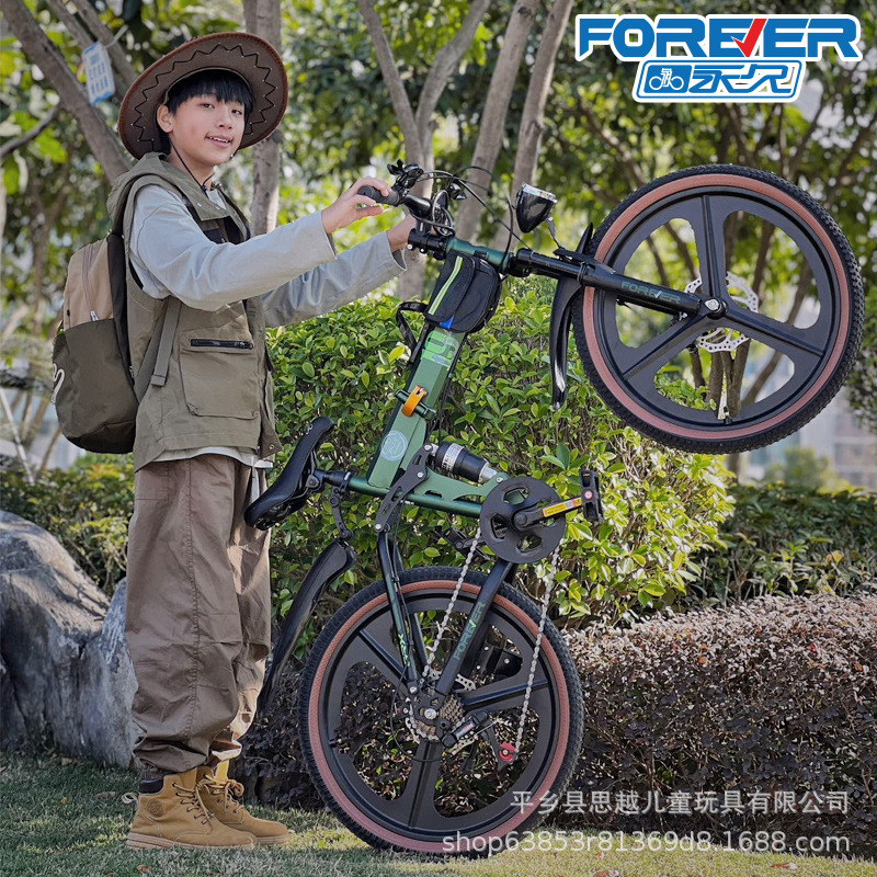 闲鱼二手市场上海永久儿童自行车双减震双碟刹可折叠6-8-12岁男孩