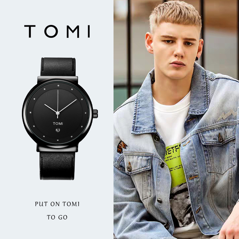 TOMI2020新款普通中性时尚潮流学生韩版男士表日历学院风防水手表