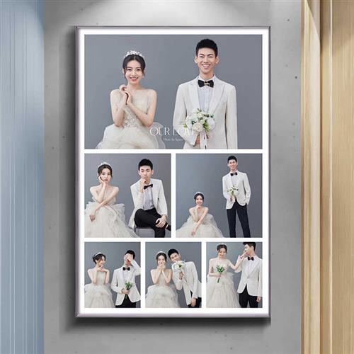 新款时光有约婚纱照相框挂墙大尺寸竖版多宫格结婚照片墙玄关走廊