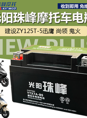 建设ZY125T-5迅鹰 尚领鬼火女士踏板摩托车珠峰蓄电池12V7A干电瓶