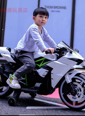 新品儿童电动摩托车8岁以上大号双人宝宝男孩三轮车可座充电5/9岁