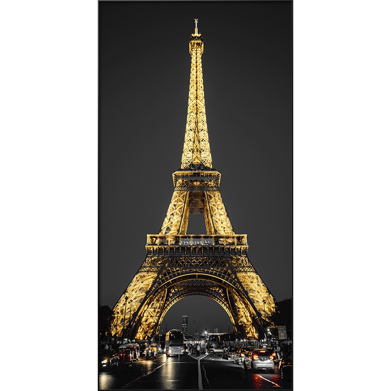 网红装饰画玄关入门埃菲尔铁塔法国巴黎城市风景大尺寸落地带框壁