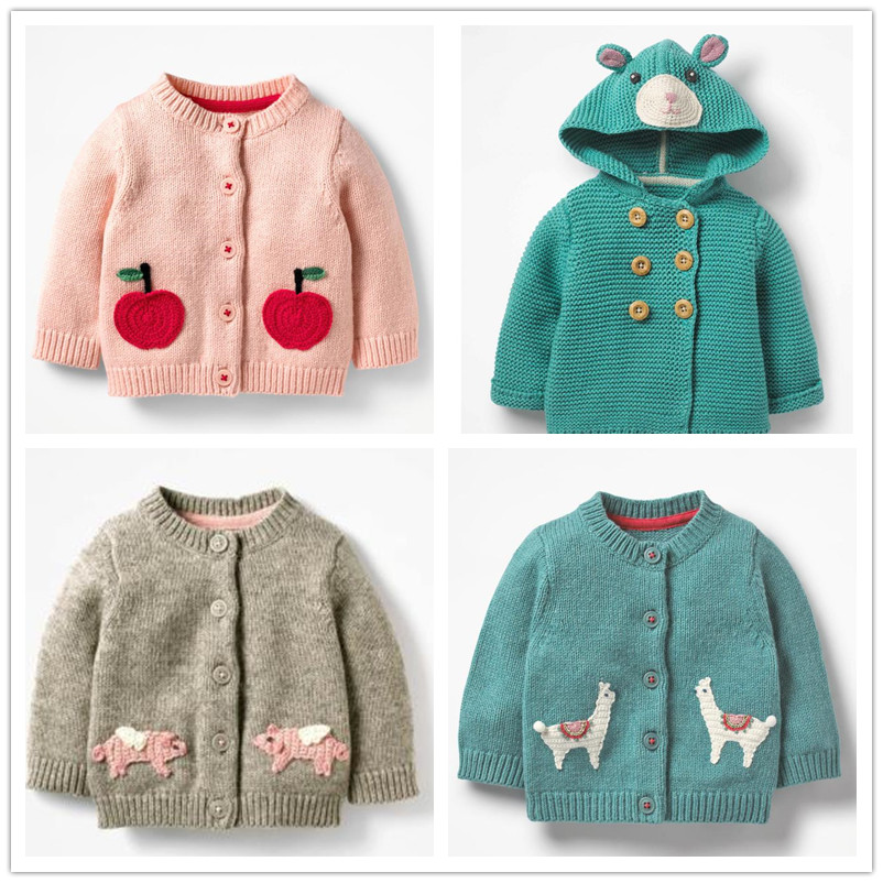 现货英国mini B BD女童女婴 卡通小熊苹果 长袖针织开衫毛衣外套l