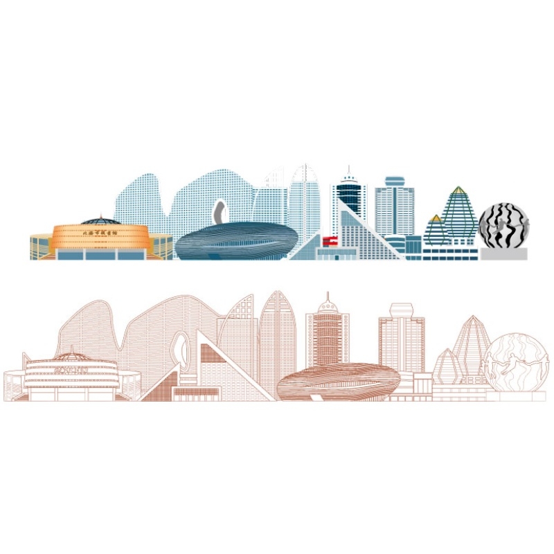 北海城市剪影北海地标建筑北海标志会展背景北海旅游景点AI矢量素