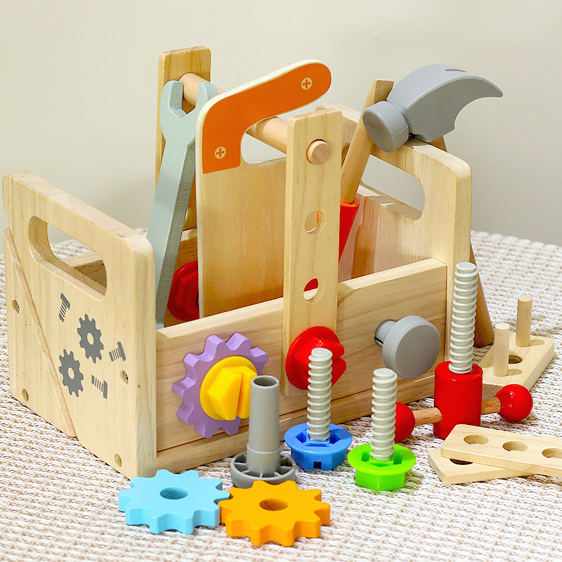 cpc儿童木制维修工具箱拧螺丝拆装螺母手提工具台男宝宝益智玩具