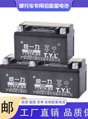 统一力摩托车电瓶蓄电池12V9A7A5A免维护干电池TYL三轮踏板玩具车