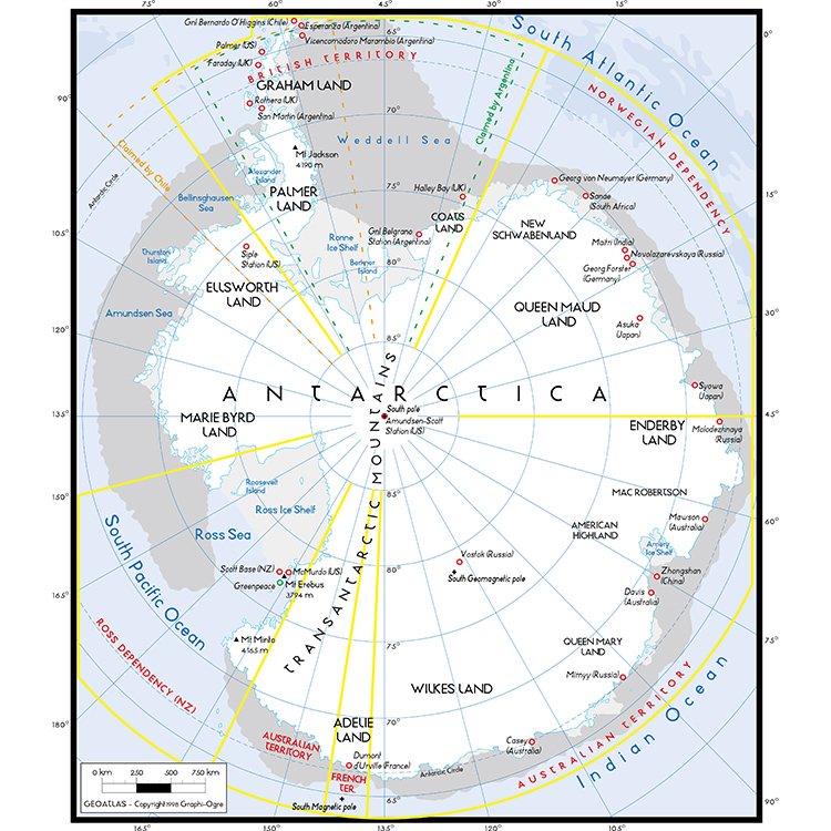 南极地图 简单英文经纬地理位置图 非实物图 AI格式矢量设计素材