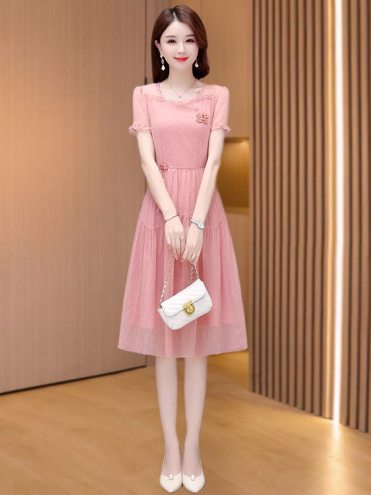 杭州高贵宴会连衣裙子女夏季粉色礼服气质名媛高级感高端奢华品牌
