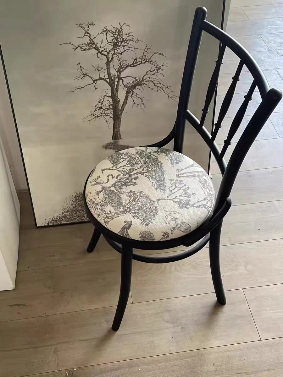 北欧实木藤编餐椅侘寂风餐厅咖啡厅复古椅简约靠背家用设计师椅子