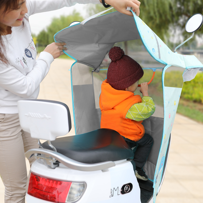 亲子儿童款电动车挡风被夏季防晒罩电车电瓶摩托防风防水防雨薄款