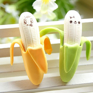 网红4pcs x Lovely Cute Banana Fruit Style Rubber Pencil Eras