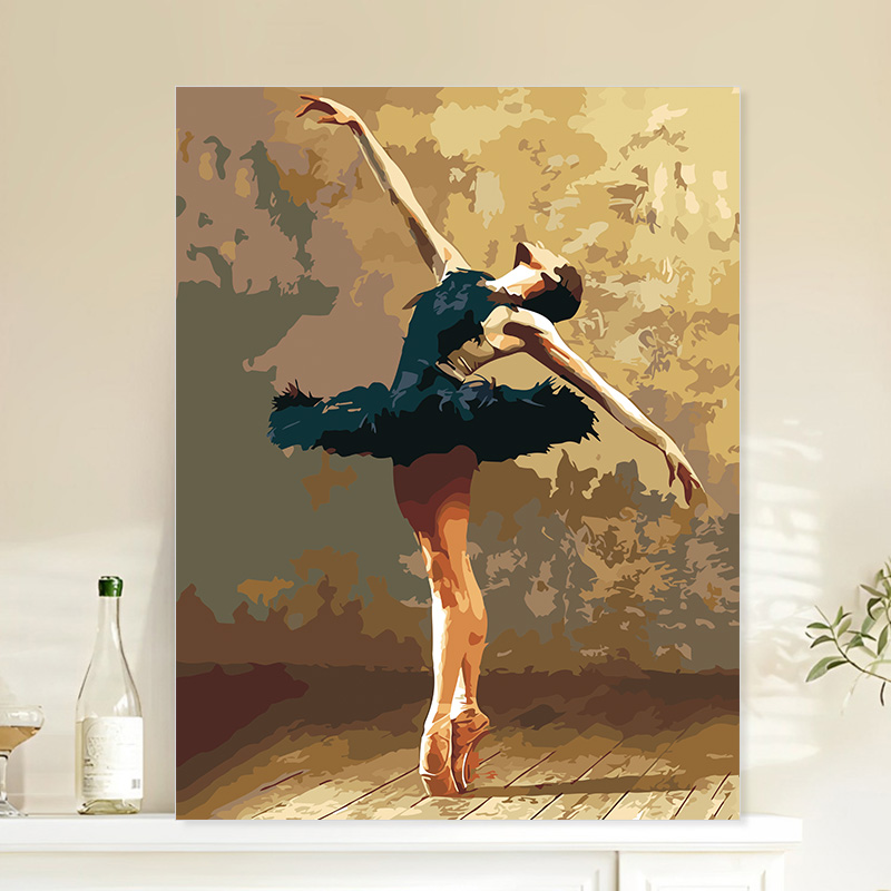 数字油画diy填充油彩画芭蕾舞蹈者手绘人物女丙烯手工涂色填色画