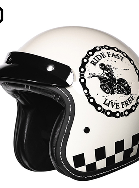 正品ORZ复古哈雷头盔男女3C认证电动摩托车3/4盔半盔四季通用个性