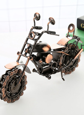 大号哈雷铁艺摩托车模型摆件复古手工艺品创意男生礼物C9