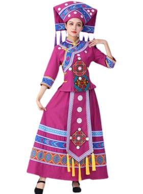 服饰服饰秋冬歌月紫色长壮族回娘三家三民族大摆裙传统服装女圩节