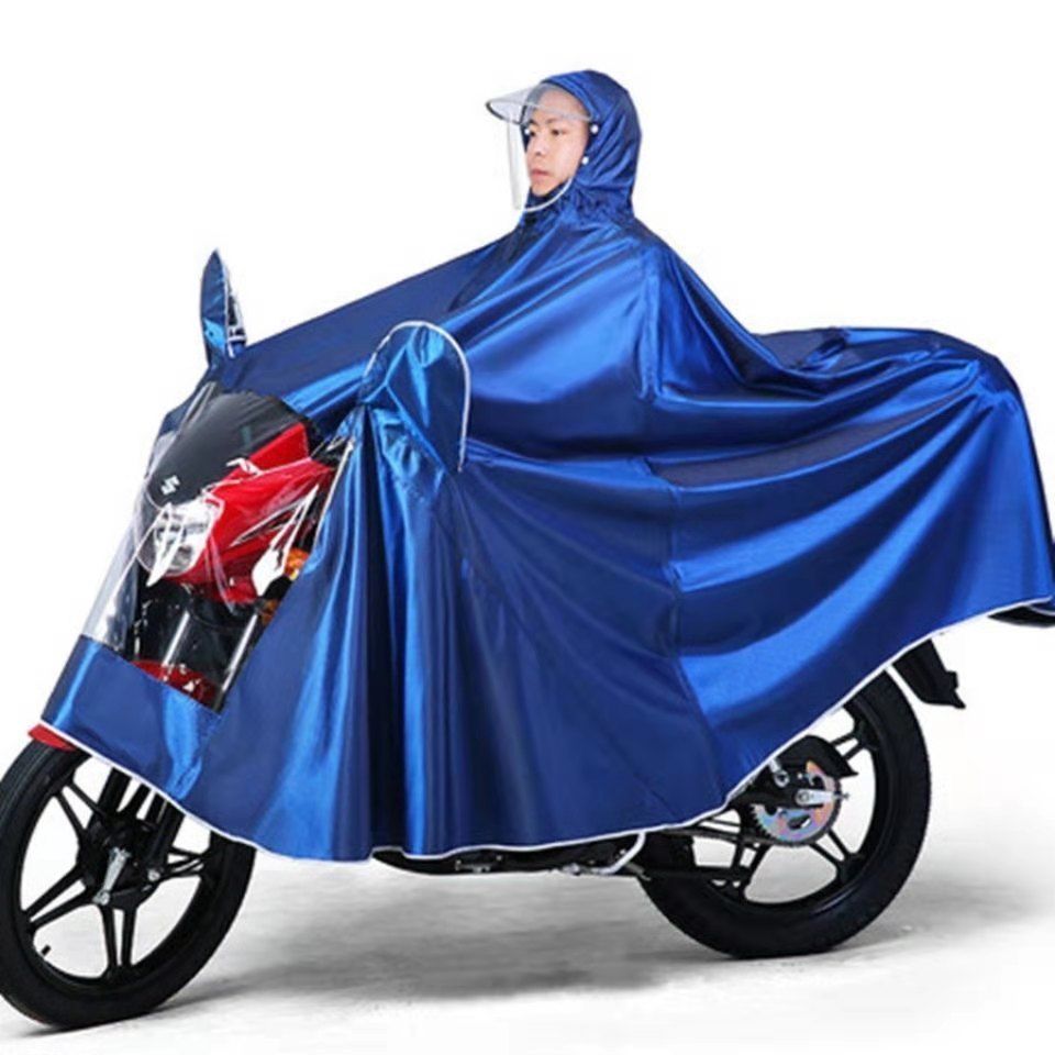 特大摩托车雨衣加大遮脚单双人护母子男女士成人骑行脸电动车雨披