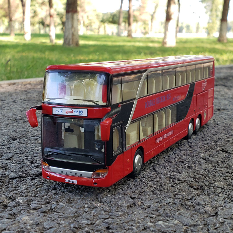 高档合金双层巴士模型仿真公交车玩具旅游巴士车客车合金大巴车玩