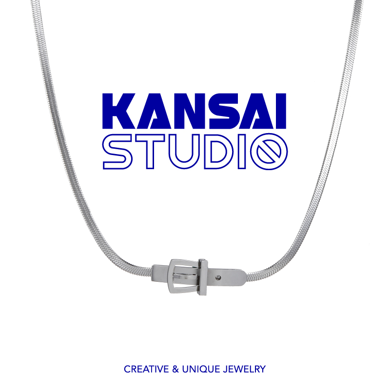 KANSAI新款创意皮带扣蛇骨项链女夏季钛钢冷淡风设计感小众锁骨链