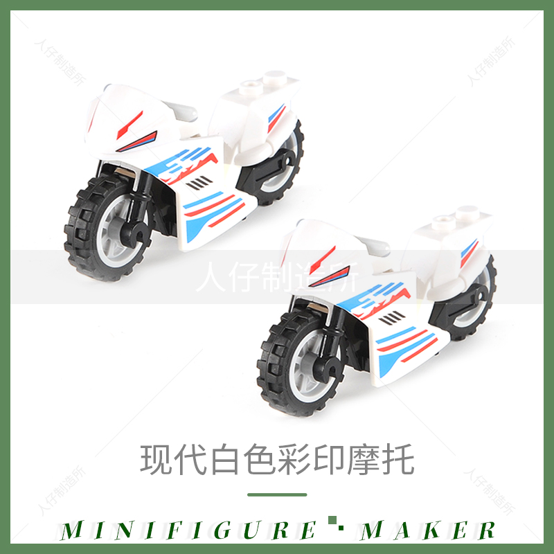 小颗粒积木MOC越野竞速两轮摩托车 吃鸡人仔军事载具拼装玩具模型