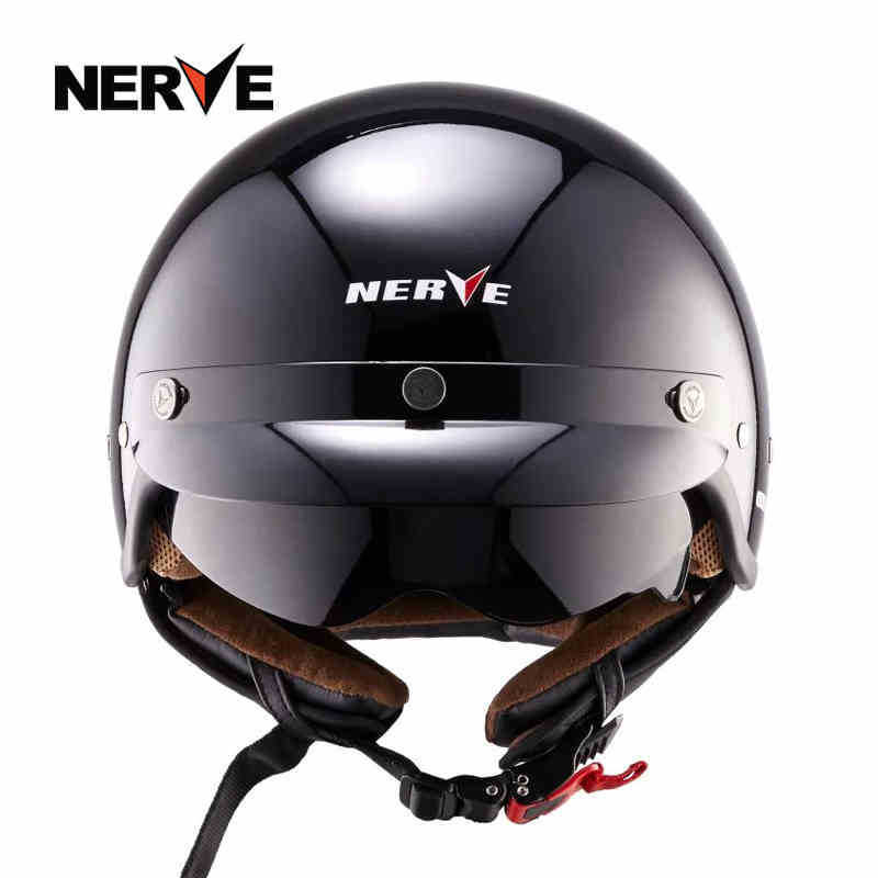 NERVE凯芙拉碳纤维复古半盔覆式时尚夏季个性摩托车头盔男女四季