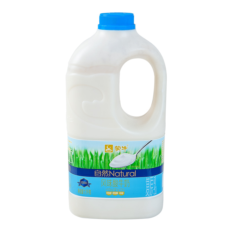 蒙牛自然原味大桶酸奶1.1kg×2瓶水果捞装低温营养早餐风味牛奶