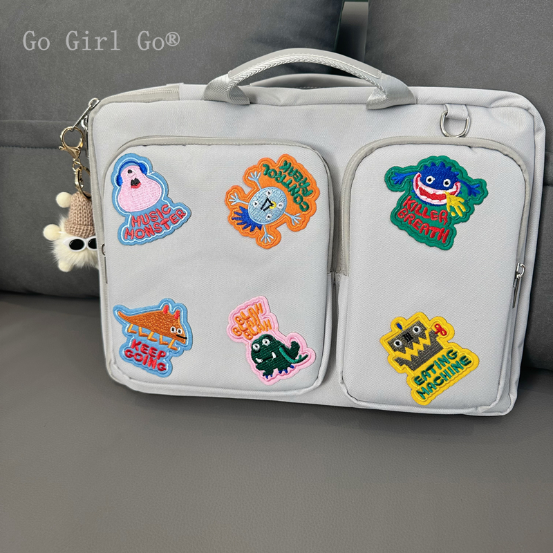 Go Girl Go®正品卡通怪物贴布电脑包适用华为苹果联想华硕戴尔笔记本电脑包