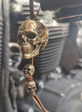 哈雷金翼印第安宝马摩托车加装好运铃铛 骷髅驱魔车载铃铛小饰品