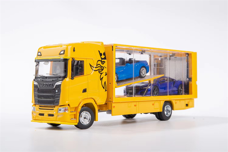 GCD 1:64 斯堪尼亚 欧翼透明厢 黄色 合金汽车运输车模型