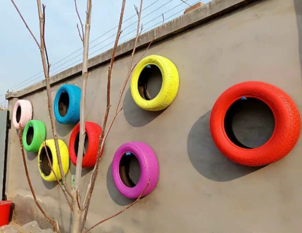 定制 轮胎创意装饰幼儿园彩色围墙彩绘户外造型改造花盆家居工艺
