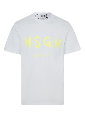 MSGM男士简约字母logo图案简单设计休闲圆领套头短袖T恤衫