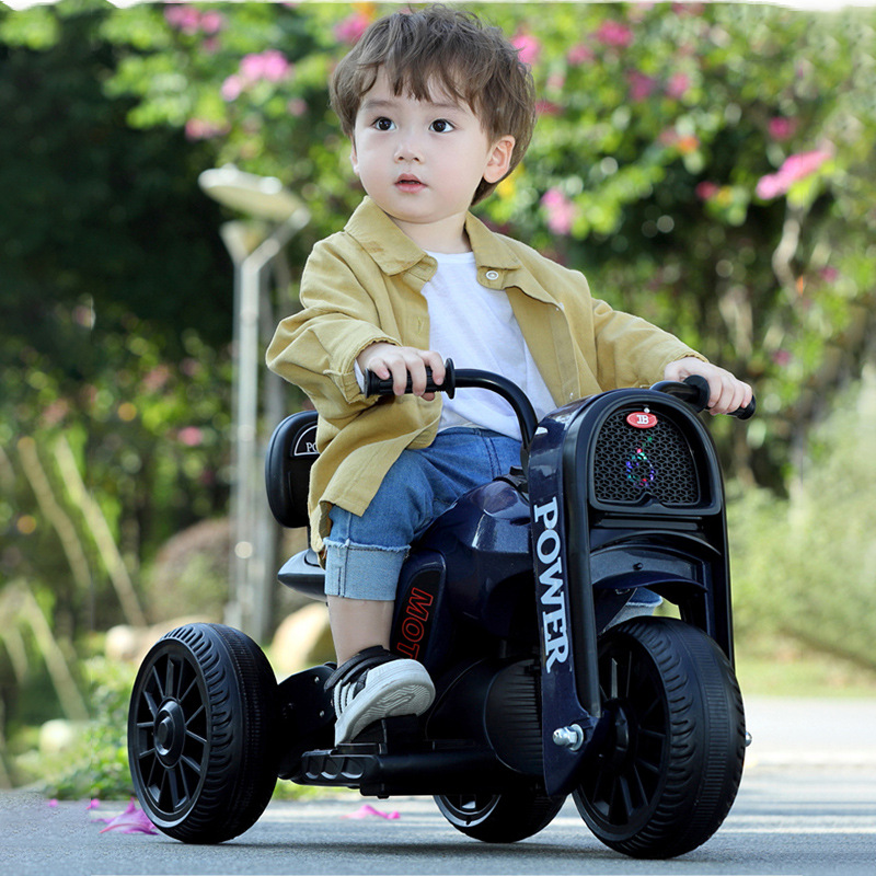 儿童电动摩托车男孩女孩宝宝充电遥控三轮车音乐灯光玩具童车