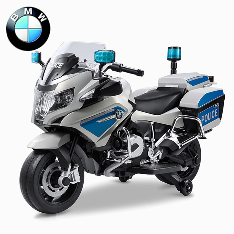 圣贝儿宝马儿童电动摩托车可坐大人小孩充电玩具车四轮bmw警车