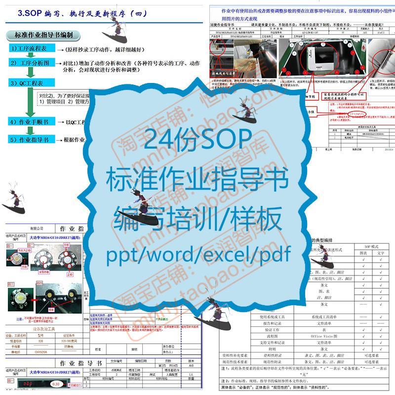 SOP标准作业指导书编写培训操作流程方式技巧程序资料样板编制