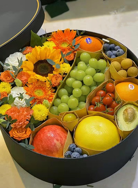 鲜花圆形礼盒绸缎心形礼品盒透明礼物花盒水果爱心花束包装盒
