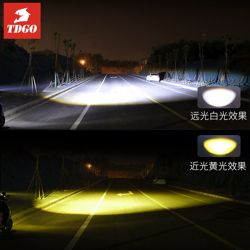 摩托车射灯铺路灯带透镜外置改装一对爆闪led强光切线远近光大灯