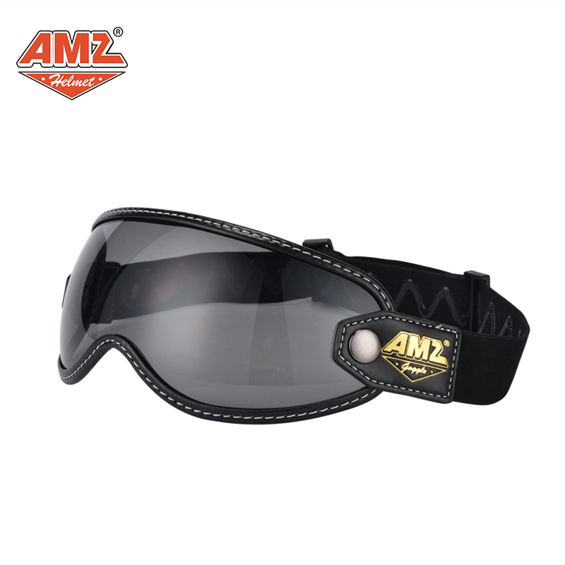 AMZ900日式复古摩托车全盔风镜绑带式头盔护目镜防护眼镜