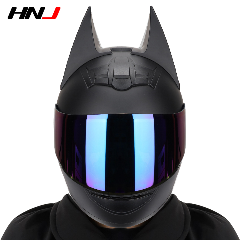 新品HNJ冬季四季通用个性骑士头盔灰电动摩托车男女机车酷全盔全